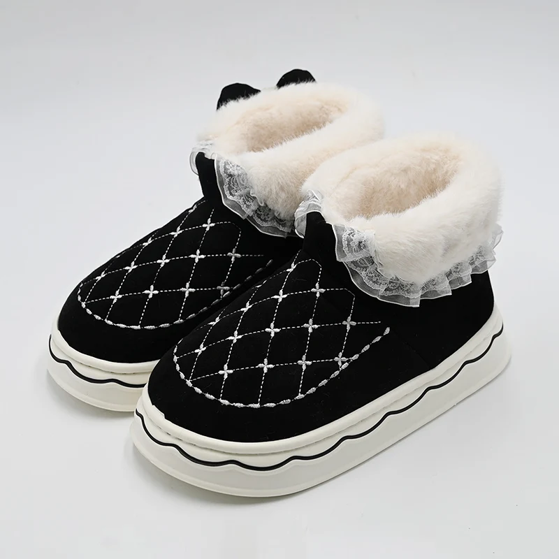 Botas de nieve de encaje de arco de encaje