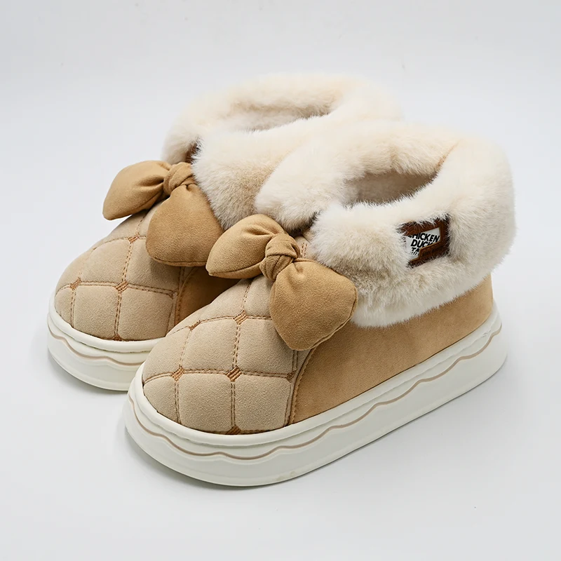 Bowknot coser botas de nieve baja