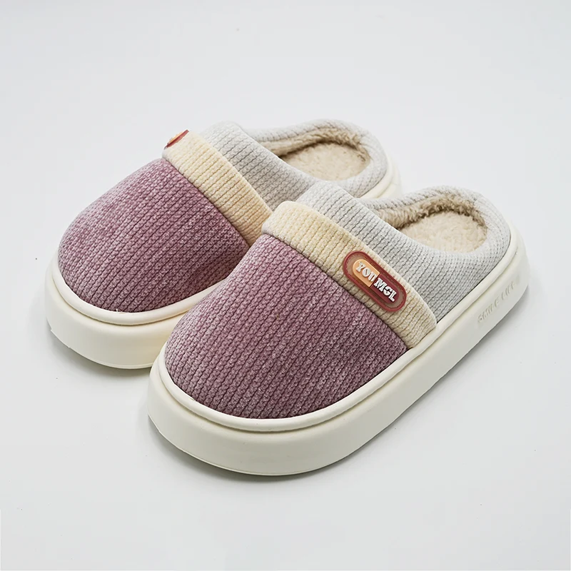 Zapatillas de algodón rayas gruesas de pana