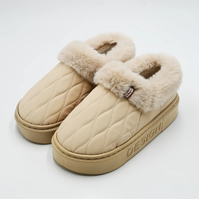 Zapatillas de algodón de cuero de diamante