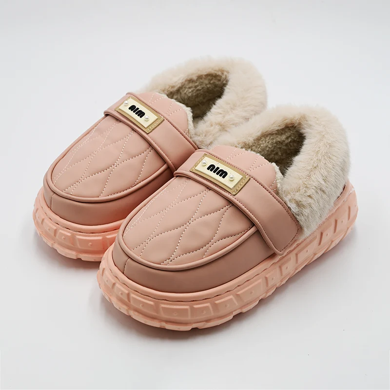 Zapatillas de algodón de algodón de vendaje de cuero